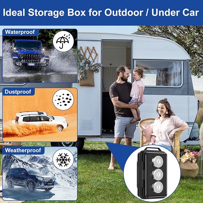 Yimaut Upgraded Magnetic Key Holder Under Car, Hide a Key Outside With Faraday Bag, Waterproof Magnetic Key Box for Under Car, Hide a Key Magnetic Car, Magnetic Storage Box