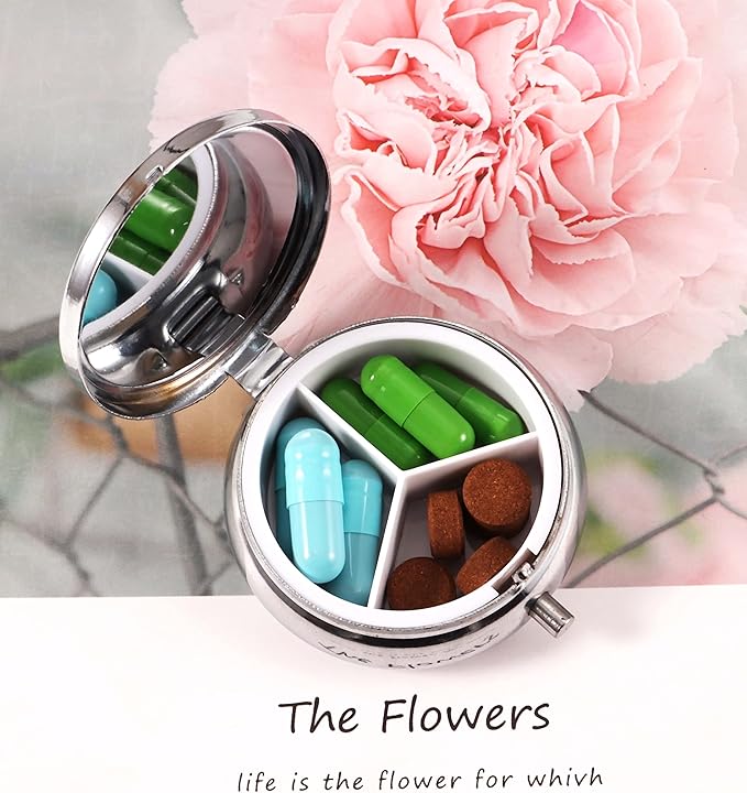 3pcs Pill Box,3 Compartment Small Pill Case for Purse, Cute Mini Medicine Organizer Travel Pill Organizer,Portable Pill Container and Medicine Vitamin Organizer