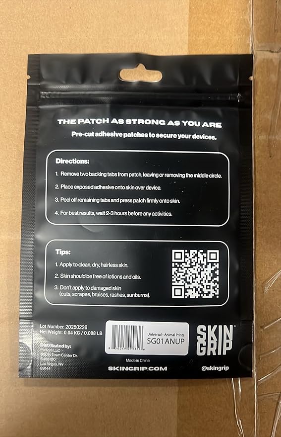 Skin Grip Universal Adhesive Patches for CGM and Insulin Pumps (10-Pack), 0.8-Inch Hole, Waterproof & Sweatproof for 10-14 Days, Pre-Cut Adhesive Tape, Continuous Glucose Monitor Protection, (Animal)