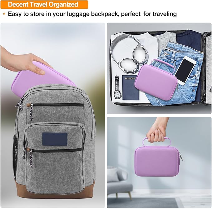 Elonbo Carrying Case for iHealth Track Smart Upper Arm Blood Pressure Monitor, Wireless Bluetooth Blood Pressure Monitor Travel Protective Bag Storage Holder, Mesh Pocket fits Range Cuff, Purple