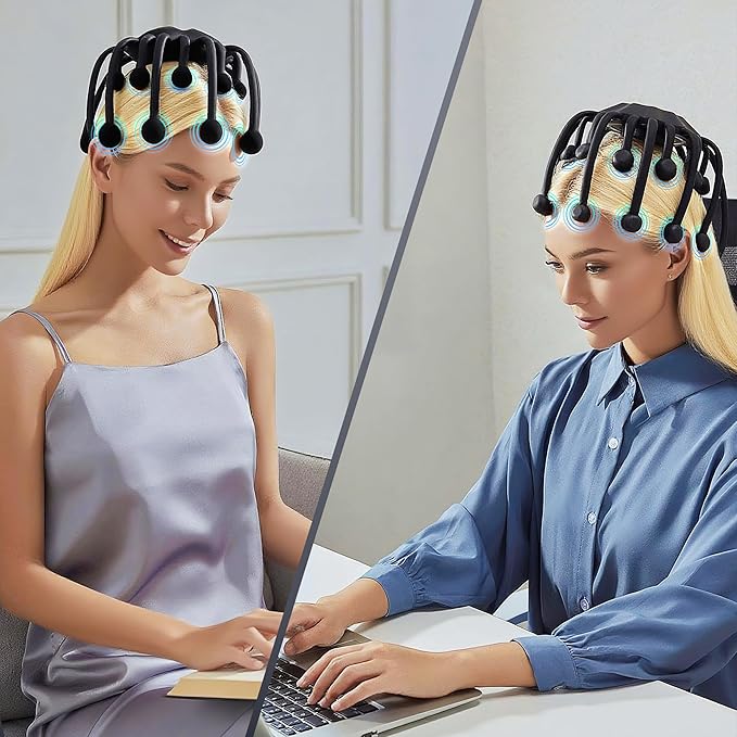 Electric Scalp Massager, 360° Octopus Head Massager Automatic 5 Modes Scalp Stress Relax Device