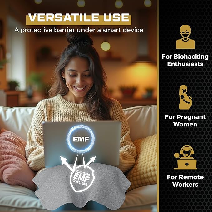 Faraday Blanket for Lap - New for 2026 - Electromagnetic Sheilding While Using Your Laptop, Cell Phone or Other Electronics, 3rd Party Tested (18"x18"), Gray