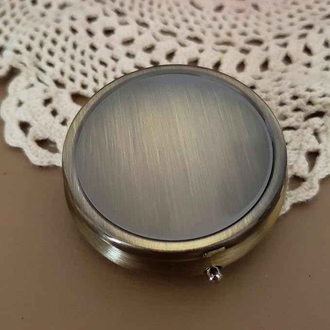 Classy Brass Pill Box - Decorative Pill Case with Gift Box - Carry Your Meds in Style (Round)