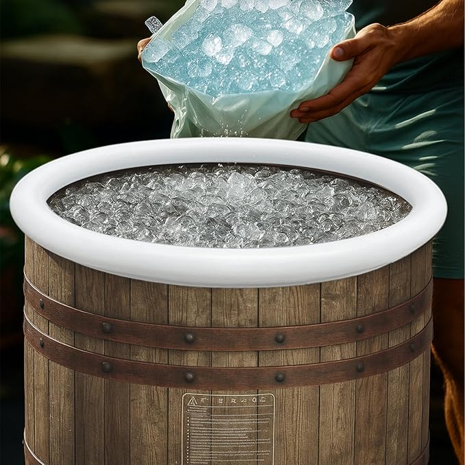 B&Y XL Ice Bath Tub, Adult 100 Gal Cold Plunge Bathtub, 80cm Ø Portable Cold Tub for Athlete, Freestanding Spa Tub for Cold Water Therapy