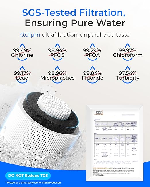 Waterdrop 15UA-UF 0.01 μm Ultra Filtration Under Sink Water Filter System, 2 Years, Reduces Lead, Chlorine, Bad Taste & Odor, Direct Connect to Kitchen Faucet, USA Tech