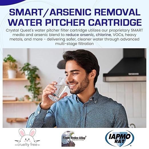 Crystal Quest SMART/Arsenic Removal Water Filter Pitcher Cartridge – Advanced Filtration for Clean, Healthy Water, Removes Contaminants, Long-Lasting, Easy Installation - 1,000 Gallons [Pack of 2]