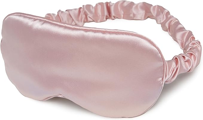 Funky Junque Adjustable Satin Maroon Sleep Mask for Women, Ultra-Lightweight Eye Mask Blocks Light for Sleep, Travel and Meditation - Rose