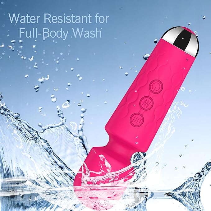 Personal Massage Wand - 20 Modes 8 Speeds Cordless Vibration Massager, Strong Powerful Waterproof Perfect for Travel, Magic Stress Away, All Body Back Legs Hand Pains Sports Recovery (Red)