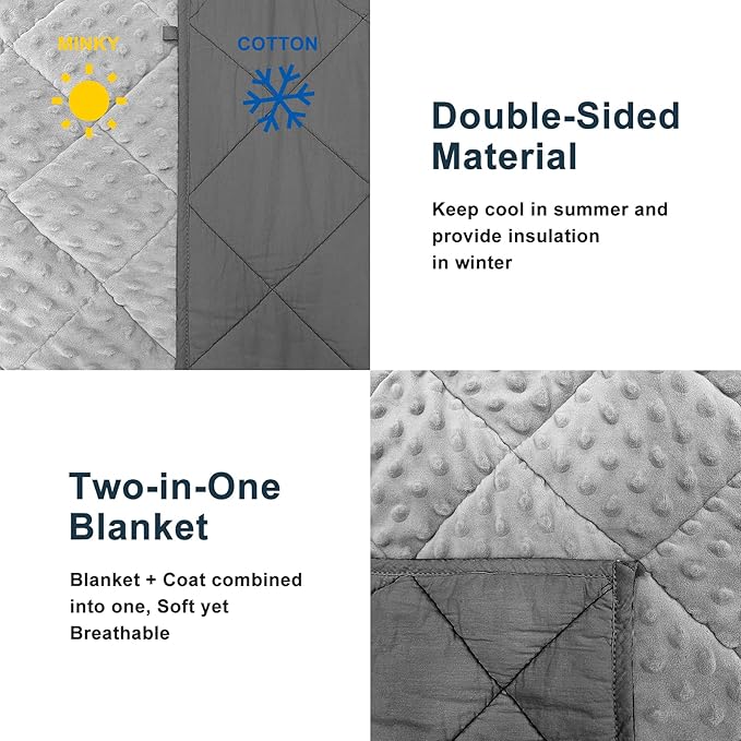 MAXTID Weighted Blanket for Kids Reversible Heavy Blankets Washable Weighted Blanket Design for Boy (Grey 4lbs 36x48 inches)