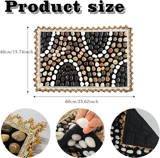 LIYAOLI Foot Pebbles Massager Mat - Acupressure Reflexology Pad with Natural Cobblestones for Pain Relief, Improved Circulation & Relaxation for Tired Feet (23.6" x 15.7")