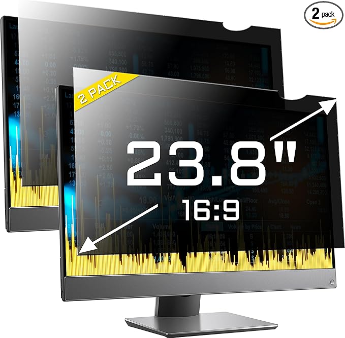 ZYY 2 Pack Computer Monitor Privacy Screens, 23.8" for 16:9 AR, Removable Anti-Glare & Privacy Filters, UV Shield & Anti-Scratch Film