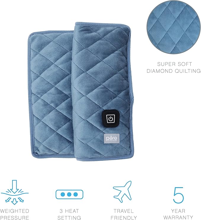 Pure Enrichment WeightedWarmth - 2-in-1 Weighted Lap Pad with Warmer (20” x 12”) 2 lbs, 3 Warmth Settings, BPA-Free, Non-Toxic Beads, & Soft Micromink — Ideal for Kids, Travel & Back Pain, or Cramps