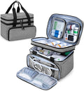 BAFASO Double Layer Medicine Bag with 2 Detachable Pouches, Pill Bottle Organizer for Travel and Daily Use (Bag ONLY), Gray