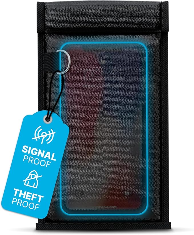 Faraday Bag – Anti-Theft & Distraction-Free Signal Blocking Pouch | RFID Protection for Phones, Keys & Cards | Fireproof & Waterproof | Ideal for School, Work & Travel Black