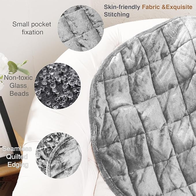 Alomidds Weighted Lap Blanket 7lbs, Cozy Breathable Flannel Weighted Lap Pad for Adults, Small Weighted Blanket for Travel, Couch, Grey, 29" x 24"