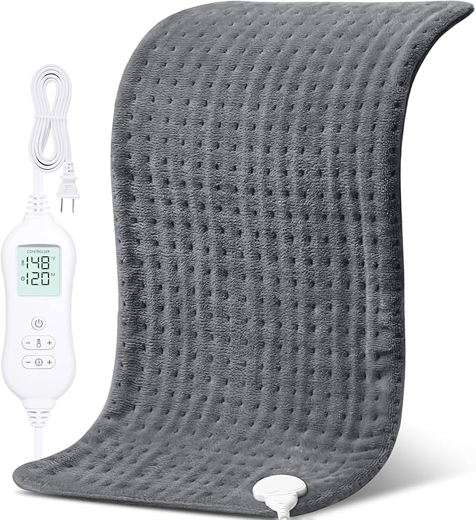 NOWWISH Heating Pad for Back Pain Relief & Period Cramps, 33x17 Inches Electric Heating Pad with 10 Heat Settings, Timer and Auto Shut-Off, Machine Washable, Mothers Day Gifts for Mom Women, Grey