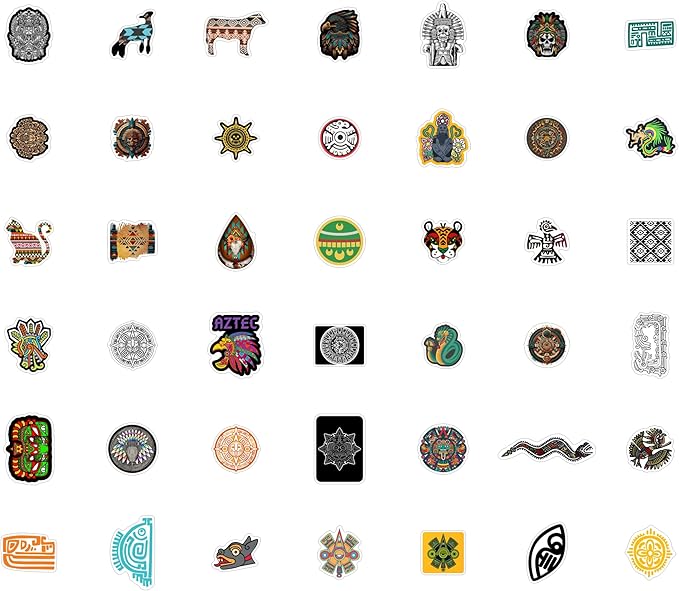 BulbaCraft Aztec Stickers for Water Bottle and Laptop - Aztec Party Supplies & Decorations, Waterproof Vinyl Decals, Culture and History Stickers, Gifts for Women & Men