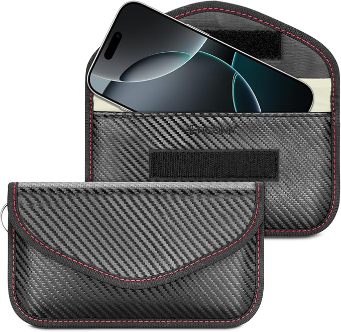 TICONN 2PK Faraday Bags for Car Keys Fob, 7.75"X4.25" Faraday Cage Protector, Car RFID Signal Blocking, Anti-Theft Pouch Anti-Hacking Case Blocker (Black, L)