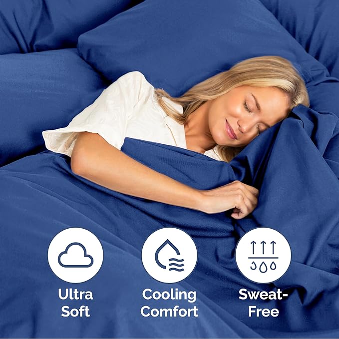 Cal King Size 4-Piece Sheet Set - Extra Soft, Breathable & Cooling - Hotel Luxury Durable Bed Sheets - Deep Pockets, Easy-Fit & Wrinkle-Free - Cobalt Blue Oeko-Tex