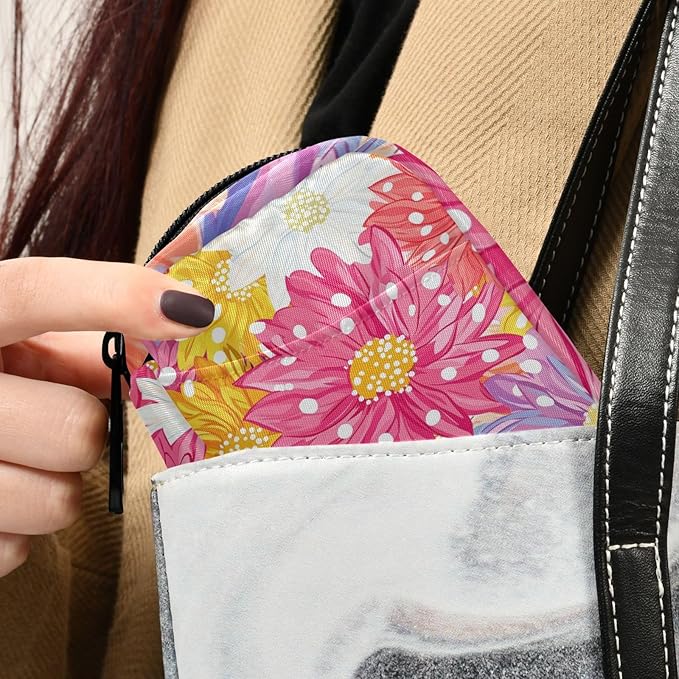 Pill Organizer Box Case Weekly Travel Pills Container Holder 7Day Cute Vitamin Organizer Dispenser Sorter Planner Storage Small Compact Cute Pink Chrysanthemum Flowers