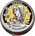 The Unemployed Philosophers Guild Mad Hatter Pill Box - Alice in Wonderland Themed 1 or 2 Compartment Compact Medicine Case, Pocket Pills Organizer