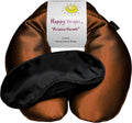 Microwavable Herbal Neck Wrap - Hot Cold Aromatherapy Neck Warming Pillow - Heating Pad for Migraines, Stress, Gifts for Women, Birthdays, Christmas and Free Sleep Mask - Copper Satin