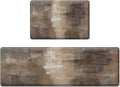 Anti-Fatigue Brown Grey Kitchen Rug Set of 2 Cushioned Abstract Rug for Floor, Art Standing Mat Waterproof Non-Slip Mat PVC Ergonomic Comfort Foam Kitchen Decor