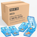 Pill Cutter - V- Grip Pill Crusher and Cutter for Vitamins, Big & Small Pills, and Medication - Transparent Pill Splitter with Pill Holder Case to Split (Bulk Case Pack of 100)