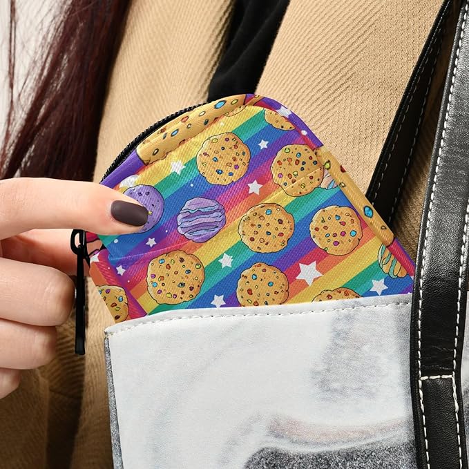 Rainbow Stripes Cookies Stars Travel Pill Organizer Case Box Container Weekly Portable Vitamin Medicine Holder Storage Bag with Zipper Removable