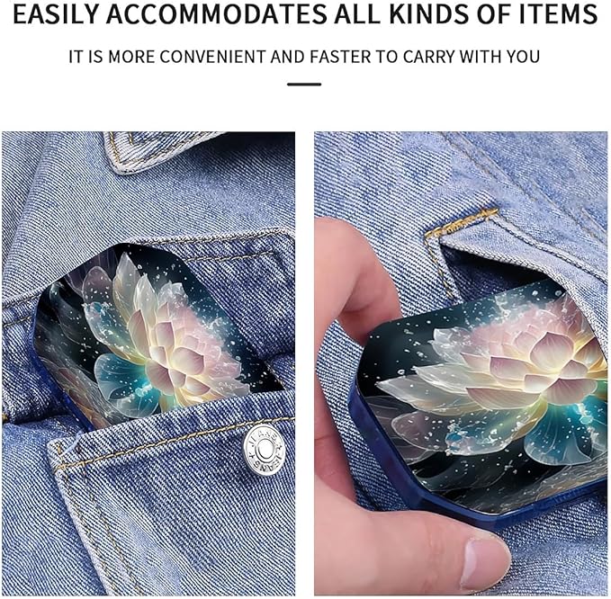 This Portable Crystal Lotus Flower Pattern 6 Compartment Pill Box Can Be Placed in A Pocket Or Wallet to Store Vitamins, Medicines Health Supplements Other Medications.