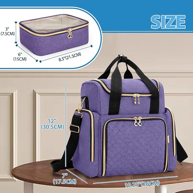 LUXJA Large Medicine Bag with 2 Removable Cases, Medicine Storage Bag with Multiple Storage Sections (Suitable for Travel or Home), Purple