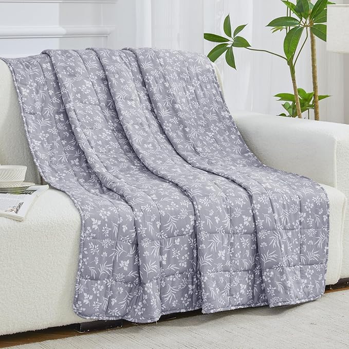 yescool Weighted Blanket for Adults (15 lbs, 48" x 72", Dove Grey) Cooling Heavy Blanket for Sleeping Perfect for 140-160 lbs, Twin Size Breathable Blanket with Premium Glass Bead, Machine Washable