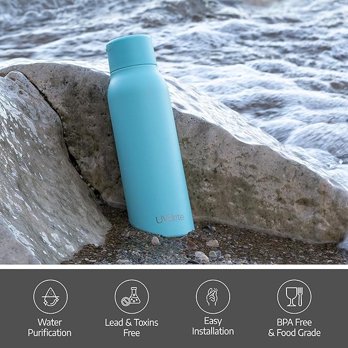 UVBRITE Go Self-Cleaning UV Water Bottle - 6 Bottles 18.6 oz Insulated Stainless-Steel Rechargeable Reusable Bottle Push Button Sterilization Travel Friendly