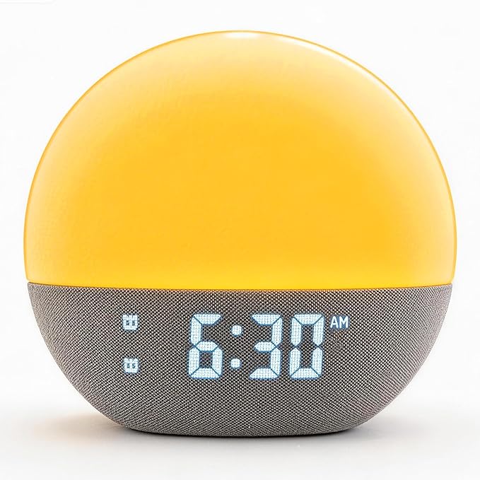 Sunrise Alarm Clock, White Noise Sound Machine, Upgraded Backlit Buttons for Bedrooms, 26 Soothing Sounds, 17 Night Lights, Bluetooth Speaker, Wake Up Sunlight for Heavy Sleepers,