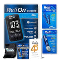 Premier BLU Glucose Monitor Kit with Bluetooth. Complete Diabetes Care Bundle with Test Strips, Lancets & Lancing Device & Lual's 45 Diabetes Decoded
