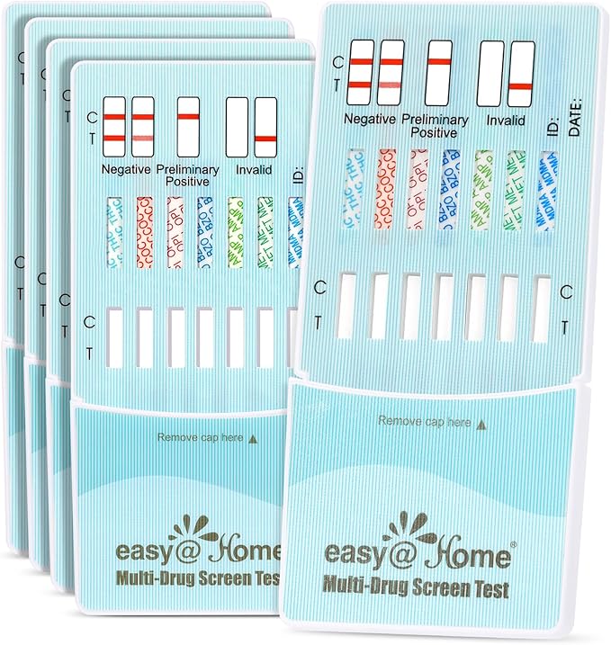 Easy@Home Multidrug Screen Test - At Home Urine Drug Testing Kits For All Drugs Detects Marijuana(THC), Cocaine(COC), Morphine(MOR/OPI 2000), Oxazepam(BZO), Amphetamine(AMP), MET, MDMA#EDOAP-174-5Pack