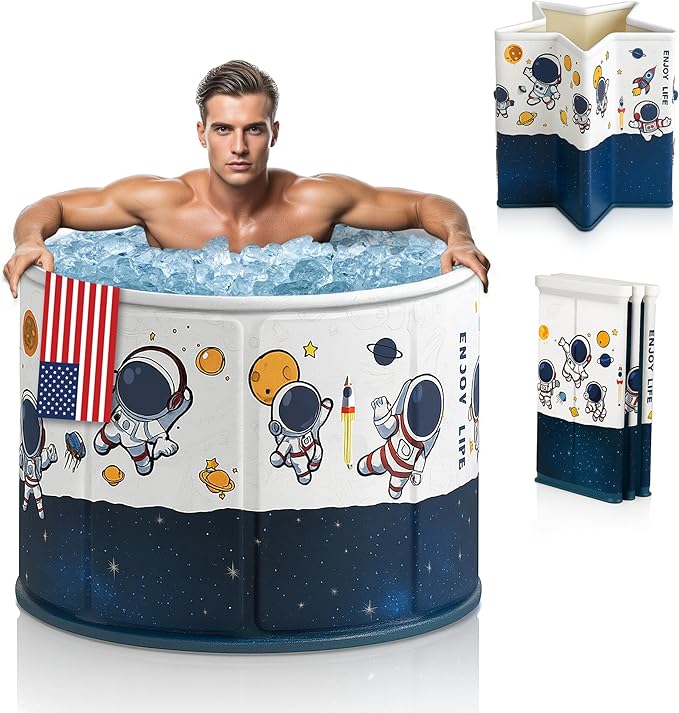 Foldable Portable Bathtub for Adults – 2-in-1 Hot & Cold Plunge, 105-Gal Large Capacity Collapsible Bathtub Adult, 6-layer Insulated Portable Soaking tub - Space-saving Design