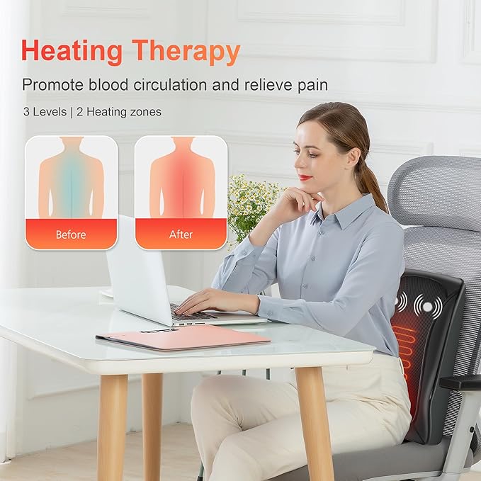 COMFIER Valentine’s Day Gifts for Her Him,Back Massager with Heat, Shiatsu Neck and Back Massager with Heat for Back Pain, Soothing Heating & 3D Kneading Massage Pillow