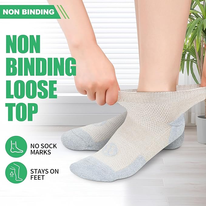 Diabetic Socks for Men,4 & 6 Pairs Low Cut Bamboo Viscose Wide Mens Diabetic Socks Size 9-11 10-13