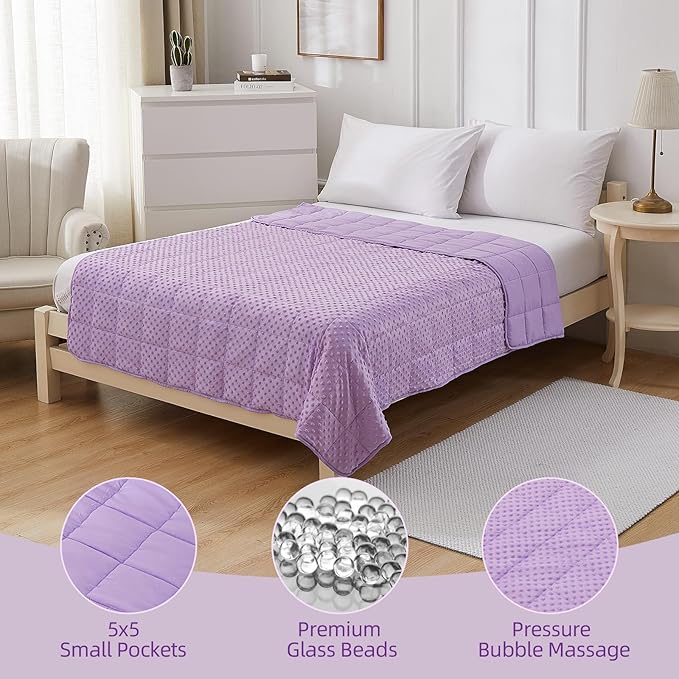Weighted Blanket for Women and Men, Comfortable and Soft Throw Weighted Blanket with Premium Glass Beads for All Season 10 lbs 48"x72", Purple