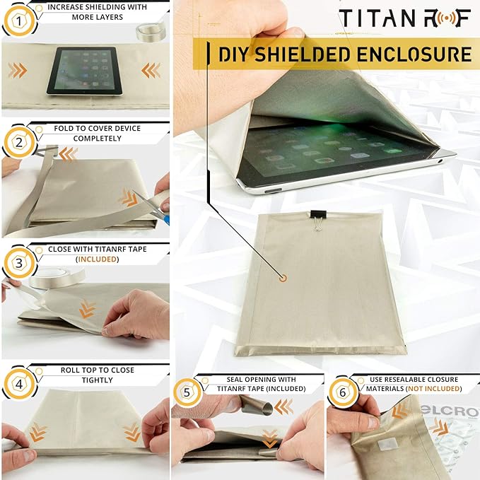 Mission Darkness TitanRF Faraday Fabric Kit 1 Yard // 44" W x 36" L Fabric + 36" L Tape Military Grade Conductive Nickel Copper Polyester Material Blocks RF Signals WiFi Cell Bluetooth RFID EMF