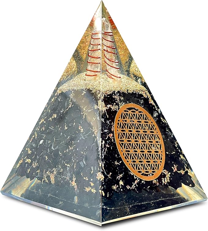 Orgone Black Tourmaline Pyramid – Healing Crystal for Protection, Motivation, EMF Shielding & Meditation – Orgonite Pyramid for Chakra Balancing, Reiki, Spiritual Energy & Positive Vibrations