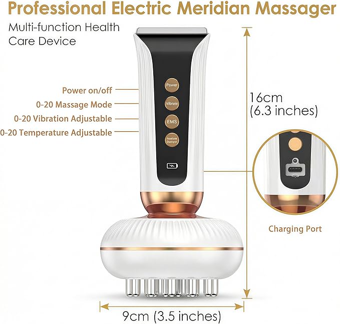4-in-1 Lymphatic Drainage Massager & Body Sculpting Machine Handheld Device for Cellulite Reduction, Fat Burning, Pain Relief on Legs, Arms, Belly, Butt & Stomach