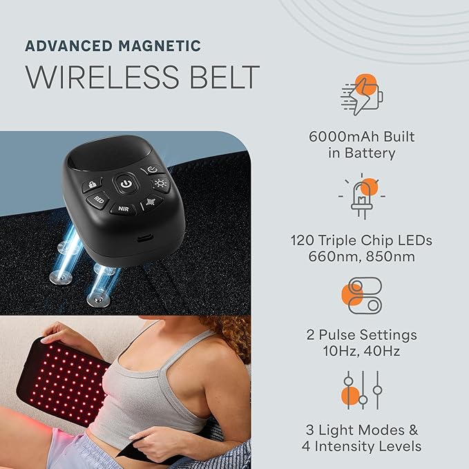 Lifepro Red Light Therapy Belt – Infrared Red Light Therapy for Body, Back and Shoulder with Triple Chip LEDs, Allevared Belt with 660nm & 850nm Wavelengths – for Daily Comfort & Wellness Support