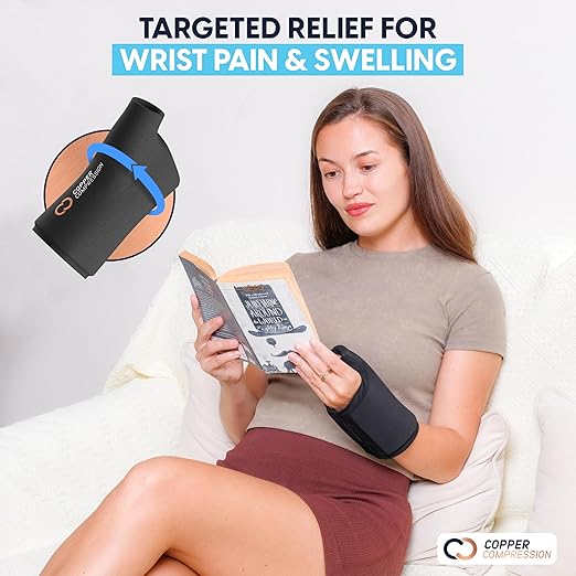 CopperFreeze™ Wrist Sleeve by Copper Compression. Hot & Cold Therapy Support for Pain, Swelling, and Injury Recovery. 360° Copper Infused Relief for Hands, Wrists, and Forearms