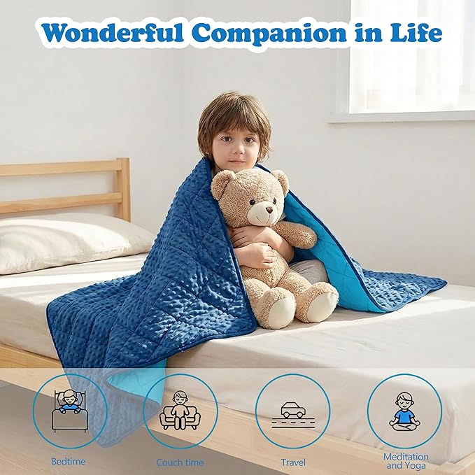 MAXTID Kids Weighted Blanket 5lbs for Boys Blue 36inx48in Heavy Blanket for Children