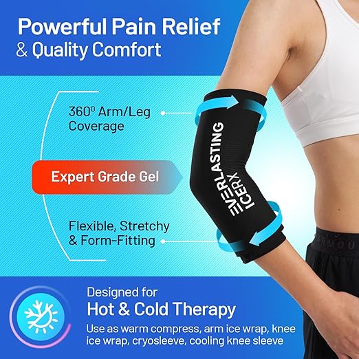 EverlastingIce Knee Ice Pack Wrap Compression Sleeve for Injuries | Hot & Cold Therapy Ice Pack for Knee, 360° Coverage | Reusable for Elbow, Ankle, Wrist - Small