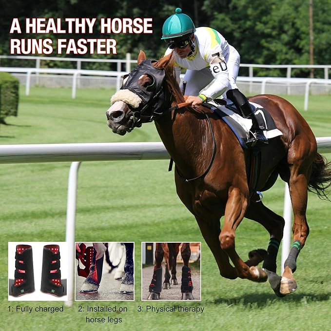 2026 Horse Red Light Therapy Boot,Therapy for Horse Leg Stifle Pain, 850nm＆660nm Infrared Light Therapy for Equine Muscle Recovery,Smart Timer 20 Minutes,2 Pcs(Left+Right)
