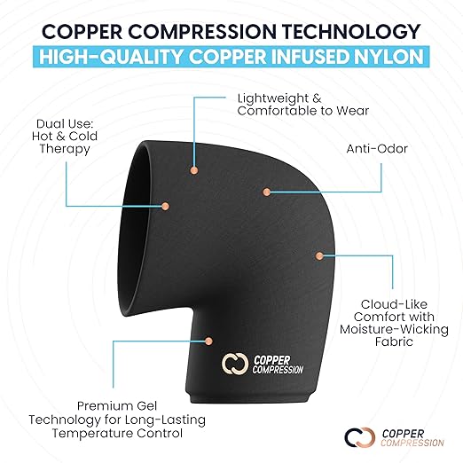 Copper Compression CopperFreeze™ Knee Sleeve Hot & Cold Therapy Support for Pain, Swelling, and Injury Recovery – 360° Copper Infused Relief for Knees and Joints