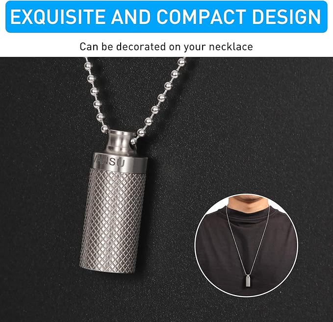 Titanium Waterproof Keychain Pill Holder Container,Portable Mini Size Pill Box Case for Outdoor Travel Camping